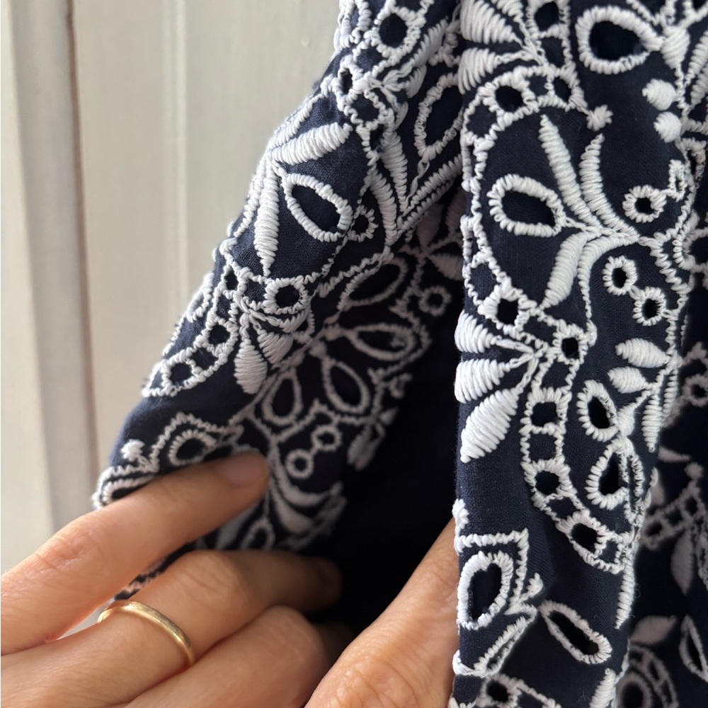 J. Crew Embroidered Eyelet Maxi Dress in Navy - Picture 4 of 7